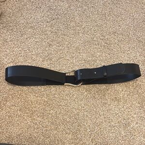 Black Leather Belt with Gold Buckle